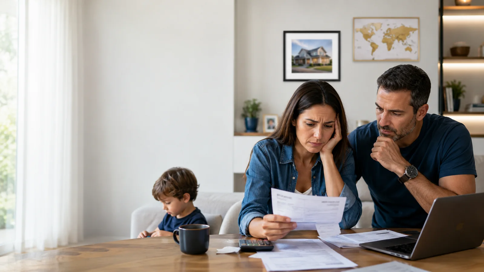 Família analisando as finanças e planejando a construção do patrimônio
